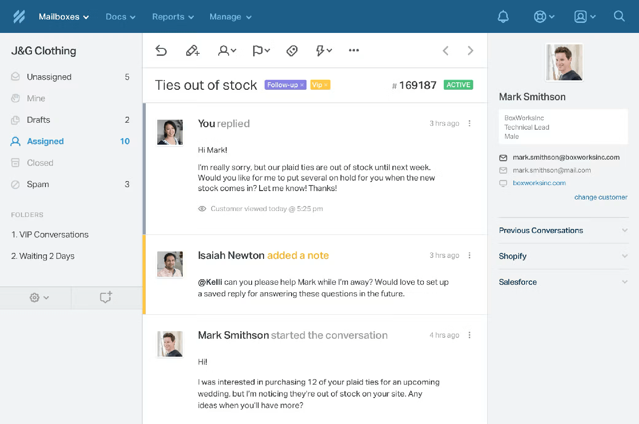 Help Scout help desk inbox