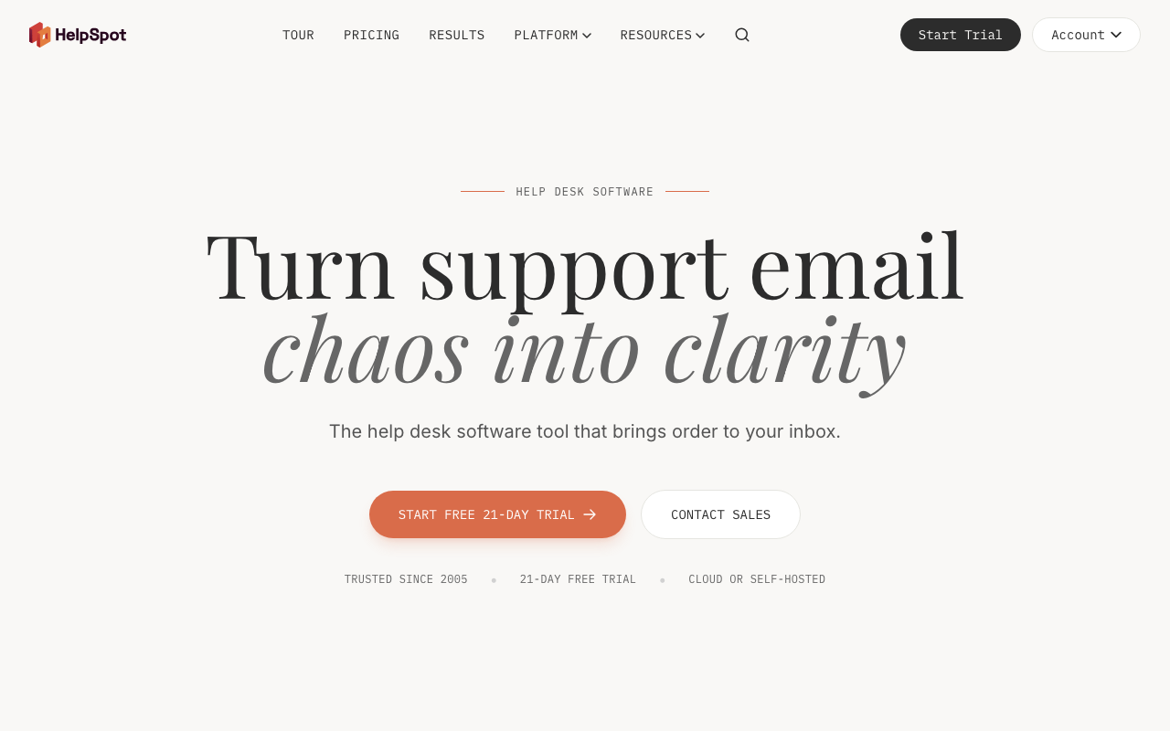 HelpSpot help desk homepage
