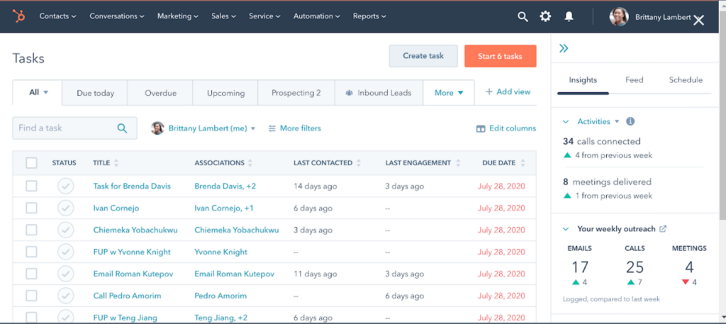 HubSpot Service Hub dashboard