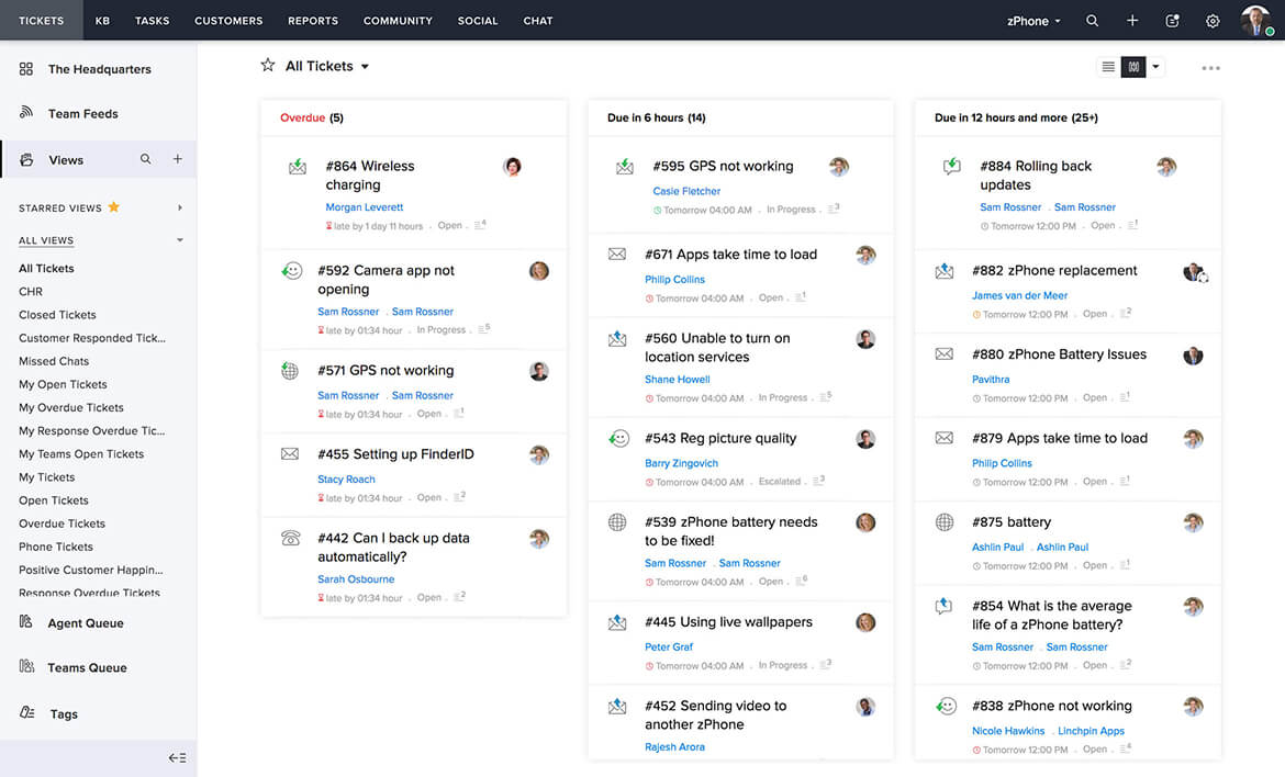 Zoho Desk help desk interface