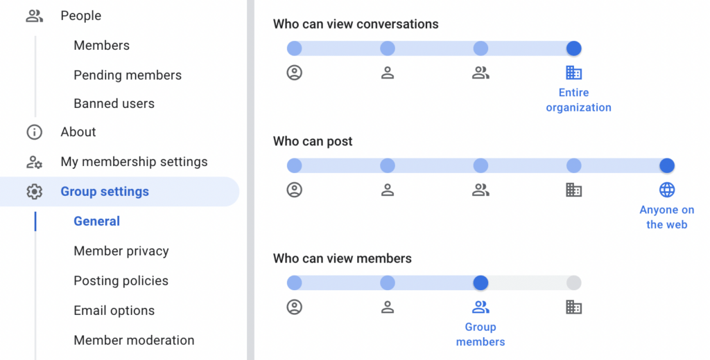 google groups permissions