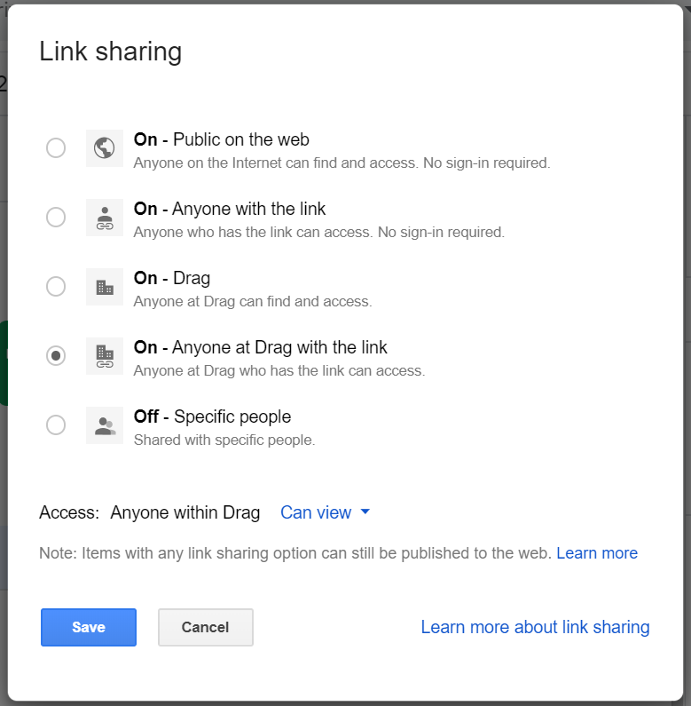 google drive link sharing