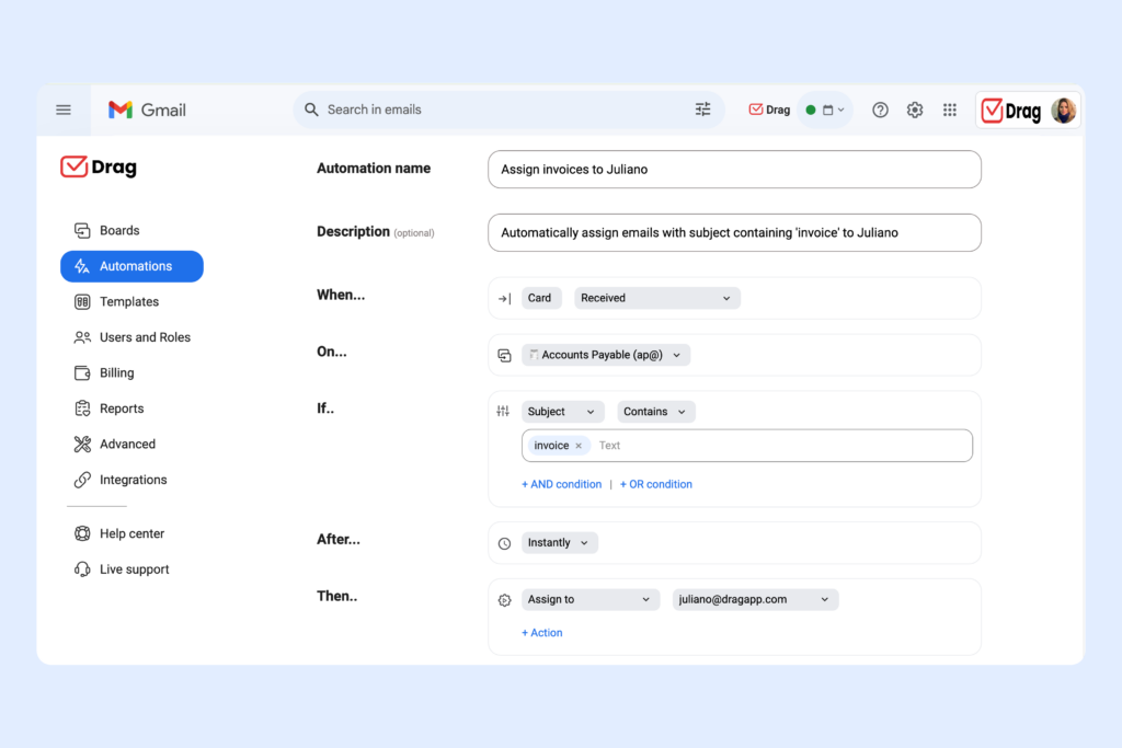 automation invoice emails