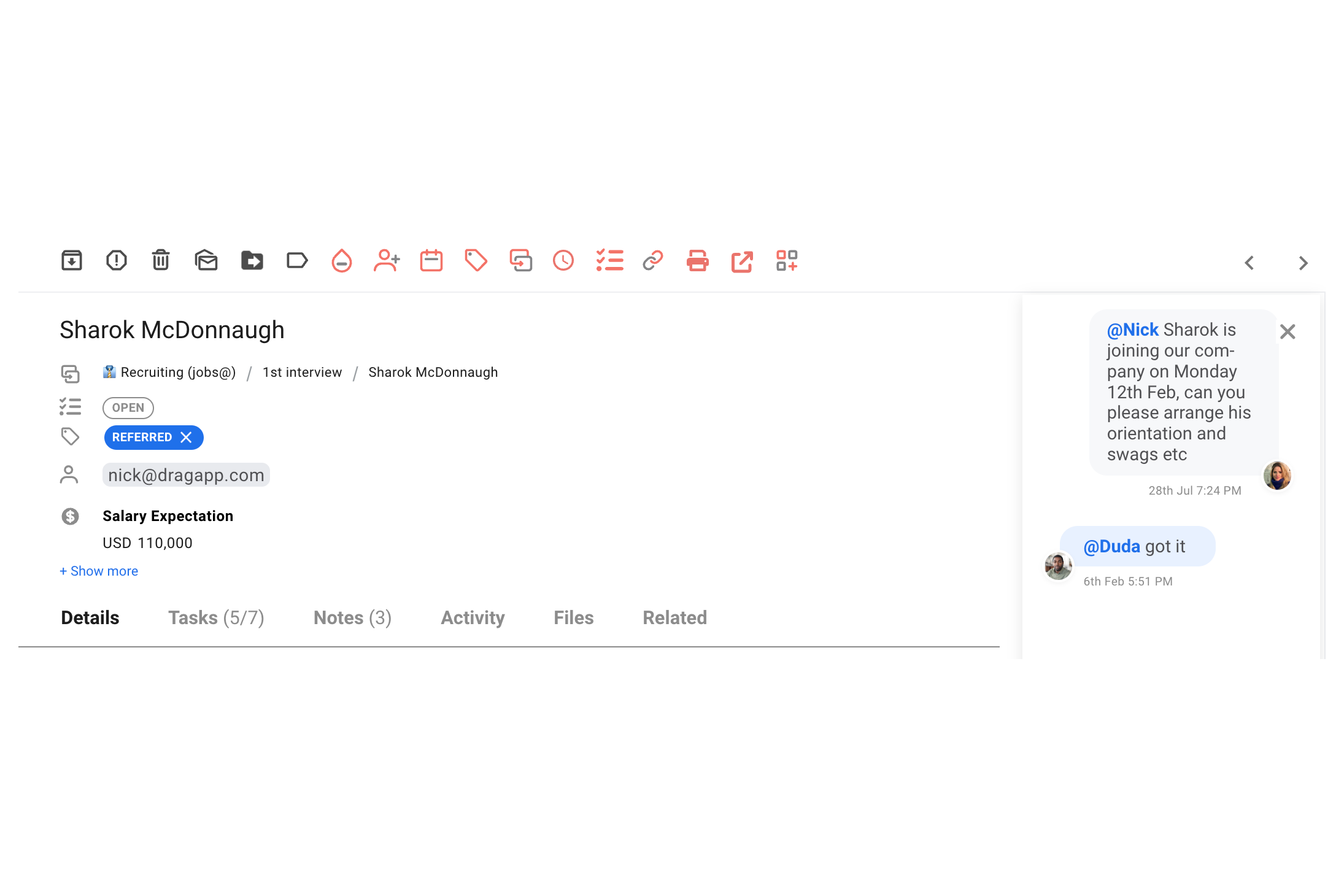 internal team chat kanban in gmail