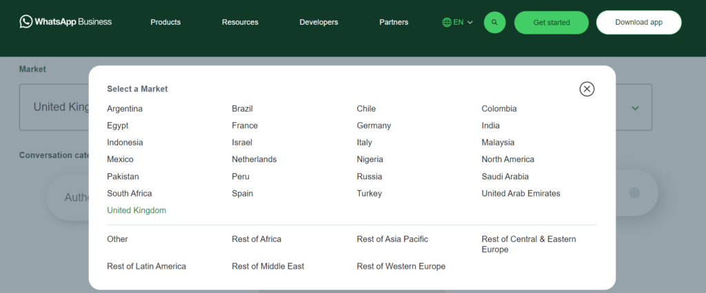 whatsapp business api market price