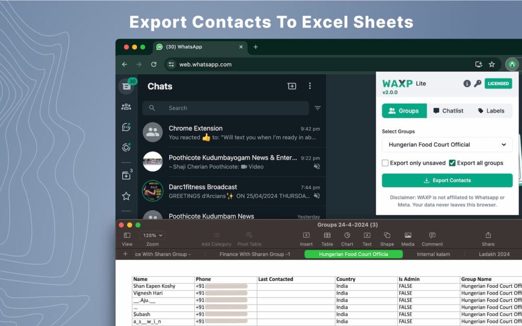 whatsapp crm export